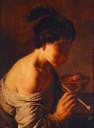Jan lievens A youth blowing on coals. oil painting on canvas